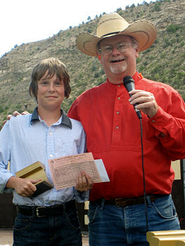 Connor receiving his 1st place trophy